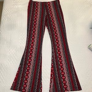 H&M Red Pattern Flare Pants